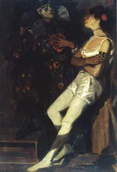 Standing Artist and Pierrot in a Darkened Room